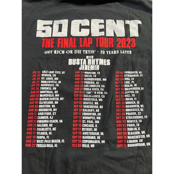Tour T-shirt -50 Cent The Final Lap Tour 2023 Size Medium Black Cotton - unisex - Picture 4 of 7